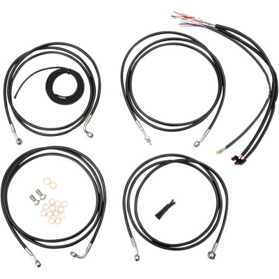 CABLE AND BRAKE LINE KIT BLACK VINYL FOR 15"-17" APE HANGERS