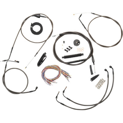 CABLE AND BRAKE LINE KIT MIDNIGHT BLACK BRAIDED FOR 12"-14" APE HANGERS