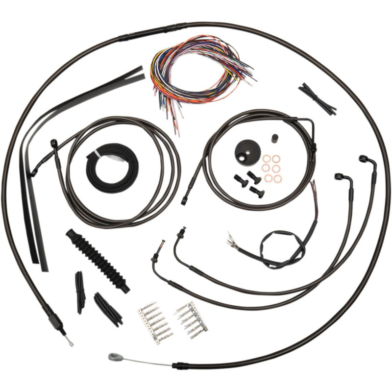 CABLE AND BRAKE LINE KIT MIDNIGHT BLACK FOR 12"-14" APE HANGERS