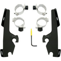Kit de fixation rapide pour pare brise Fats et Slim - Harley Davidson Dyna Wide Glide, Fat Bob, Softail Breakout - Noir