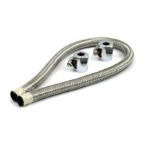 Durite d'essence de 1/4" avec raccords type aviation - Longueur 40cm - Harley Davidson - Inox tressé