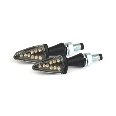 Black Peak, LED turn signals. Black. Clear lens