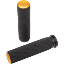Poignées Arlen Ness Knurled Fusion - Harley Davidson Dyna, Softail, Touring avec Accélérateur Electronique - Noir et doré
