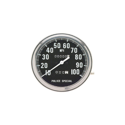 Police Special Speedometer Scale: 100 mph Scale Color: black Ratio 1:1 Chrome