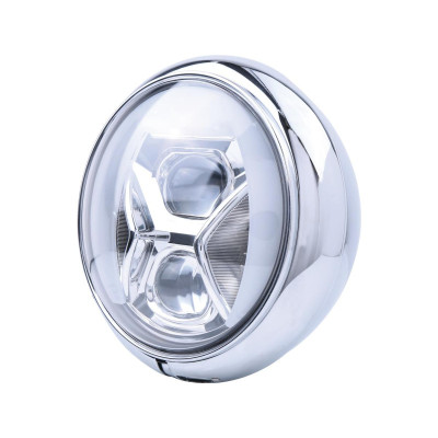 HD-Style Type 8 7" Cornering Headlight with Daytime Running and Position Light Chrome Reflector LED