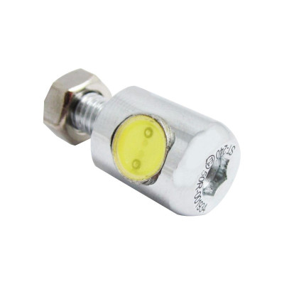  Round LED License Plate Light Chrome 