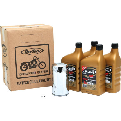  Synthetic Performance MTP 4 Qt SAE20W50 Oil Change Kit Extra Long Chrome Oil Filter 