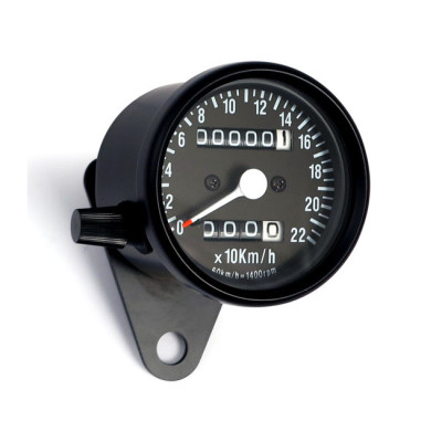 Compteur Mini Speedo - Diamètre 60 mm - 2:1 - KMH - Noir et fond noir
