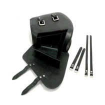 Longride, swingarm bag. Smooth, black leather. 11.6 liter