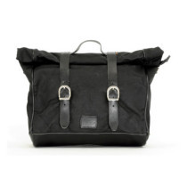 Longride, ''Old Chopper'' waxed cotton saddlebag. Black