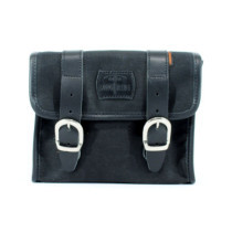 Longride, ''Mini'' waxed cotton saddlebag. Black
