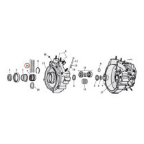 Pinion shaft (right side) crankcase/wheel rollers, +.0008"
