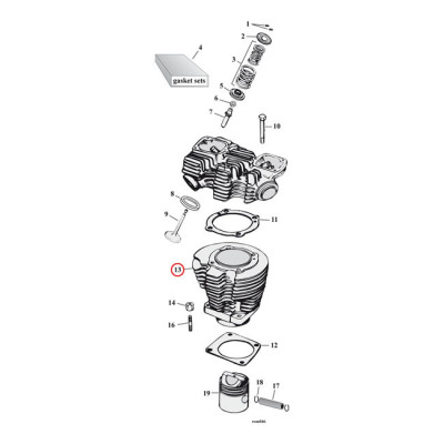 Replacement cylinder 1000cc Sportster, rear