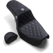 Selle Saddlemen SDC Pro avec dosseret - Harley Davidson Dyna à partir de 2006 - Noir surpiqures noir