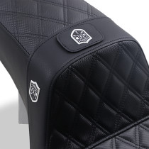 Selle Saddlemen SDC Pro avec dosseret - Harley Davidson Dyna à partir de 2006 - Noir surpiqures noir
