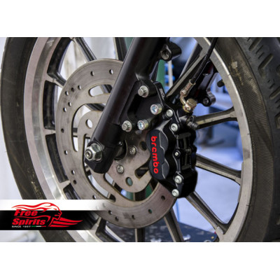 Kit étrier avant 4 pistons Brembo - NOIR - Harley Davidson Sportster 00-13, Dyna 00-05 et Softail 00-14