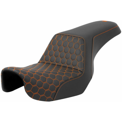 Selle Saddlemen Step Up Honeycomb - Harley Davidson Dyna à partir de 2006 - Surpiqures orange