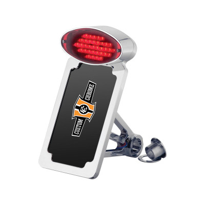 Vertical Taillight & License Plate Kit US License Plate Size, Cateye Taillight Chrome