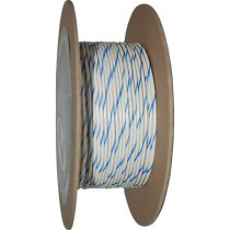 WIRE 20-GAUGE PRIMARY 100' WHITE/BLUE STRIPE