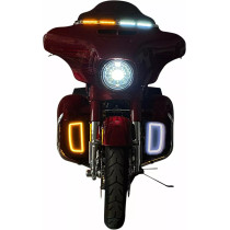Inserts Lumineux de Carénages Inférieurs - Harley Davidson Touring à partir de 2014 - Blanc et Orange