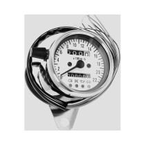 Compteur Mini Speedo avec témoin luminieux - Diamètre 60 mm - 2:1 - KMH - Chrome et fond blanc