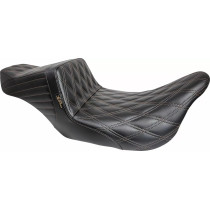 Selle Le Pera Tailwhip - Harley Davidson Touring à partir de 2008 - Noir Double Diamond surpiqures marrons