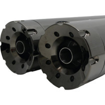  Double Slip-On Muffler Set Endcap Revolver Dark Chrome 