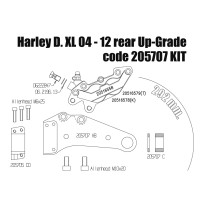 Kit étrier de frein à 4 pistons Brembo - arrière - Harley Davidson Sportster de 2004 à 2012 avec disque 292 mm - Or