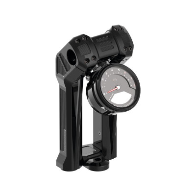  Club Style Pullback Riser Kit for Bottom Mount Round Speedometer 10" Height, 1 1/4" Clamp Diameter Black Anodized 