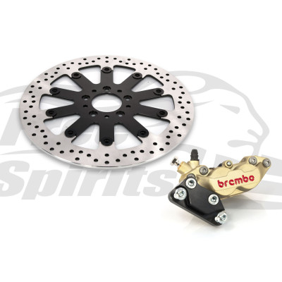 Kit étrier avant 4 pistons Brembo et disque 320 mm - Harley Davidson Dyna à partir de 2006 - Doré