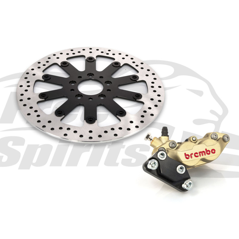 Kit étrier avant 4 pistons Brembo et disque 320 mm - Harley Davidson Dyna à partir de 2006 - Doré