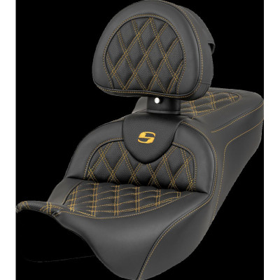 Roadsofa™ Seat - Lattice Stitch - Gold Stitch - w/ Backrest