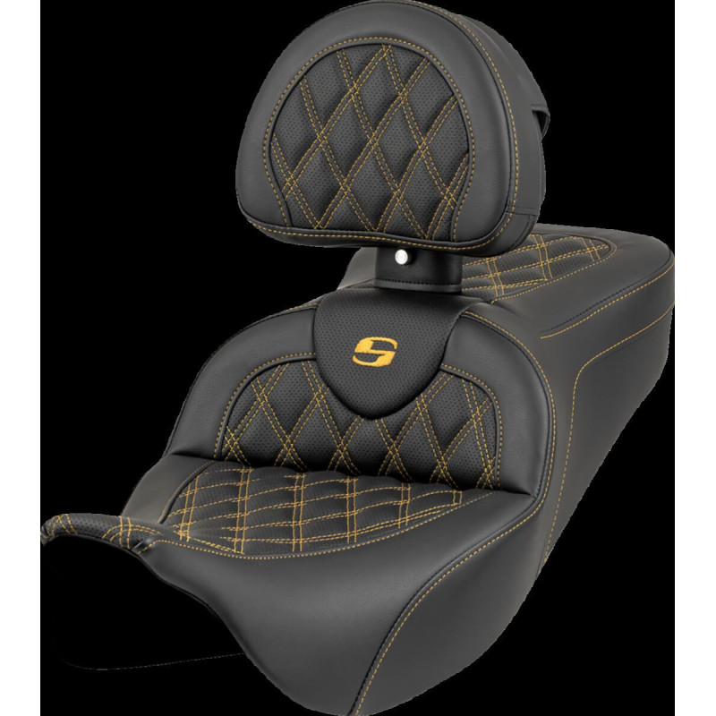 Roadsofa™ Seat - Lattice Stitch - Gold Stitch - w/ Backrest