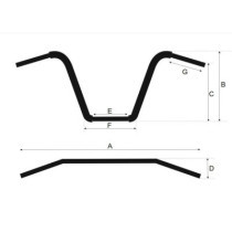 Westland Customs, 1-1/4" Apehanger. Black. 15" high