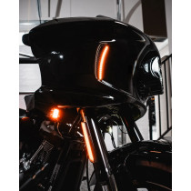 Grilles avec éclairage LED pour carénage des Harley Davidson Softail Low Rider ST à partir de 2022 - Ambre / Blanc