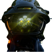 Grilles avec éclairage LED pour carénage des Harley Davidson Softail Low Rider ST à partir de 2022 - Ambre / Blanc