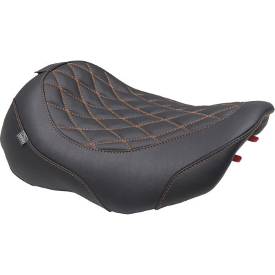 Wide Tripper™ Seat - Solo - Dark Brown/Mandarin Orange Stitching