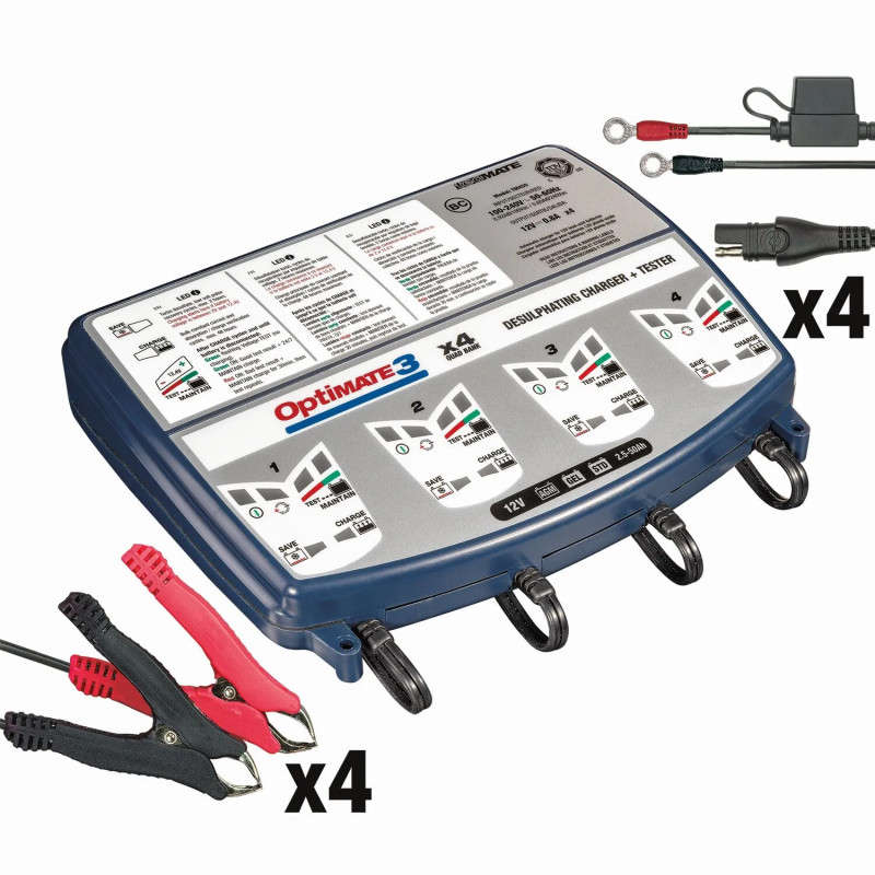 Chargeur de batterie Optimate 3 - 4 sorties - Pour batteries standard, batterie à sec, AGM, batterie gel
