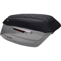 Deluxe Diamond Saddlebag Lid Cover - Black w/ Gunmetal Gray Stitch - FLH/FLT '23-'25