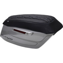 Deluxe Diamond Saddlebag Lid Cover - Black w/ Sky Blue Stitch - FLH/FLT '23-'25