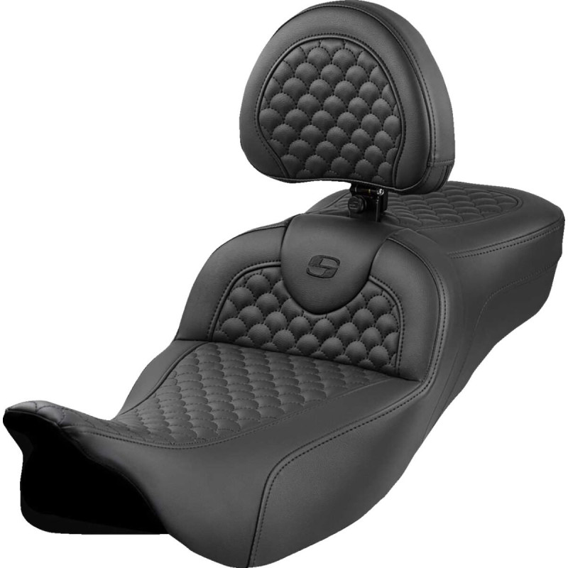 Roadsofa™ Extended Reach Seat - Dragon Scale Stitch - Black Stitch - w/ Backrest