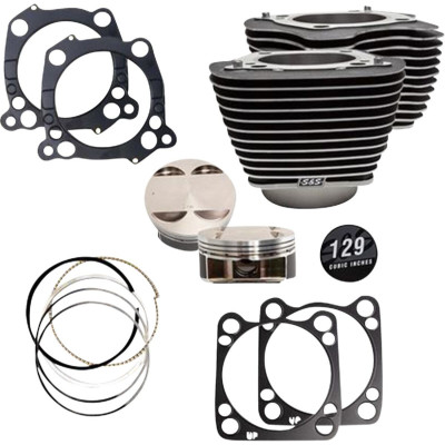 129" Cylinder Kit - 4.375" Stroke - Wrinkle Black w/Highlighted Fins - M8