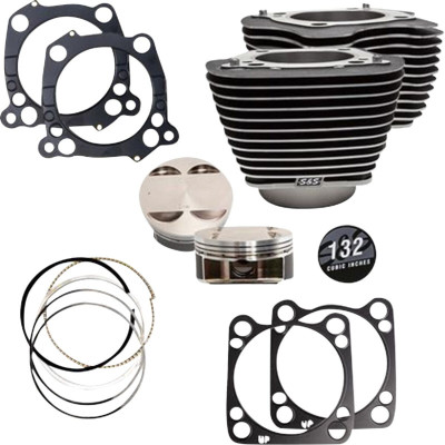 132" Cylinder Kit - 4.500" Stroke - Wrinkle Black w/Highlighted Fins - M8