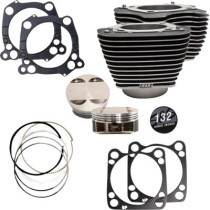 132" Cylinder Kit - 4.500" Stroke - Wrinkle Black w/Highlighted Fins - M8