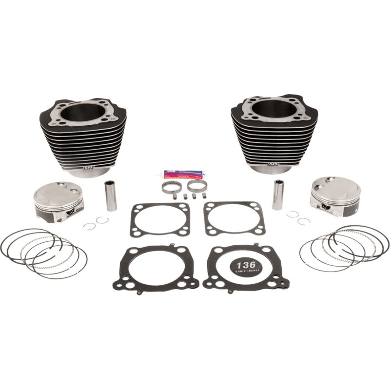 136" Cylinder Kit - 4.625" Stroke - Wrinkle Black w/Highlighted Fins - M8