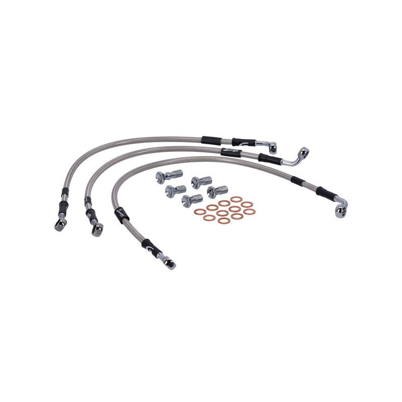 MCS by Goodridge brake line front, stainless clear coated