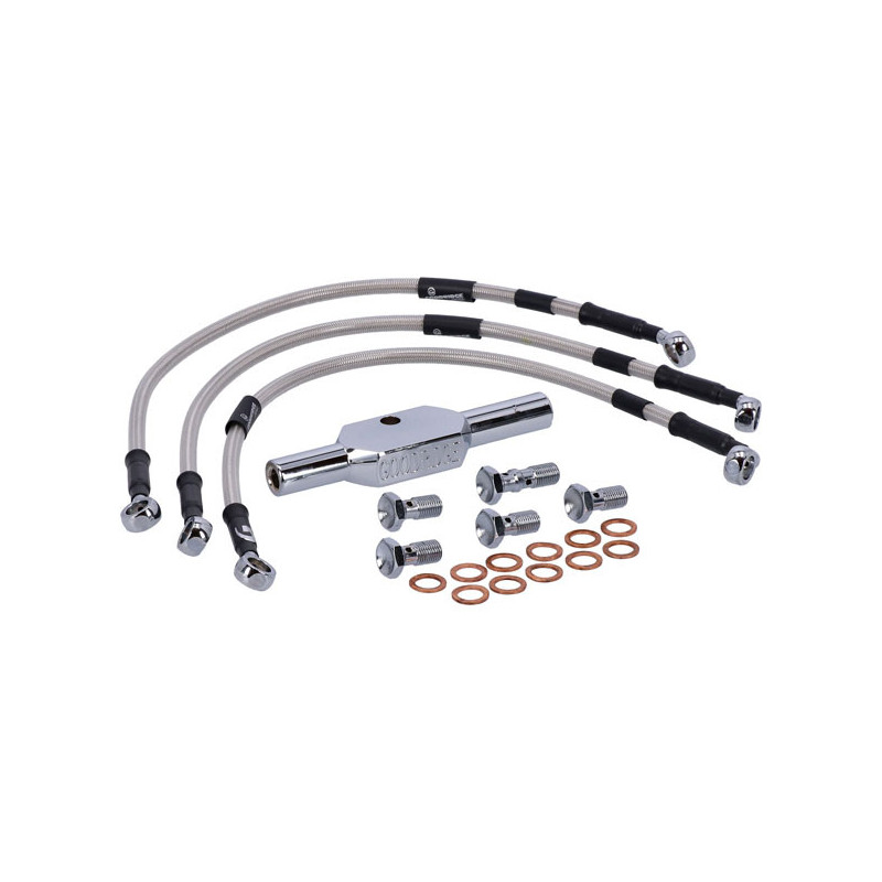 MCS by Goodridge brake line front, stainless clear coated