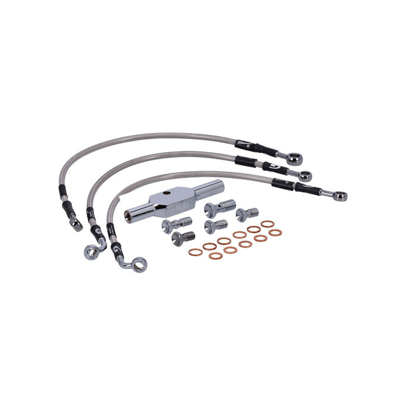 MCS by Goodridge brake line front, stainless clear coated