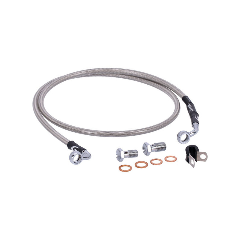 MCS by Goodridge brake line front, stainless clear coated
