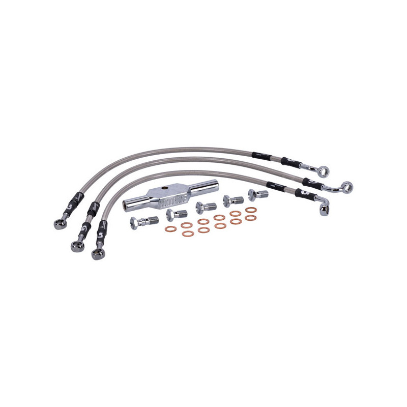 MCS by Goodridge brake line front, stainless clear coated